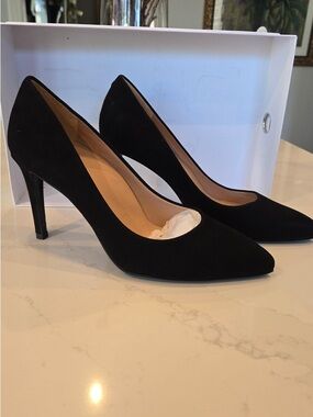 Inez Alta Classic Black Pointed-Toe Suede Pumps